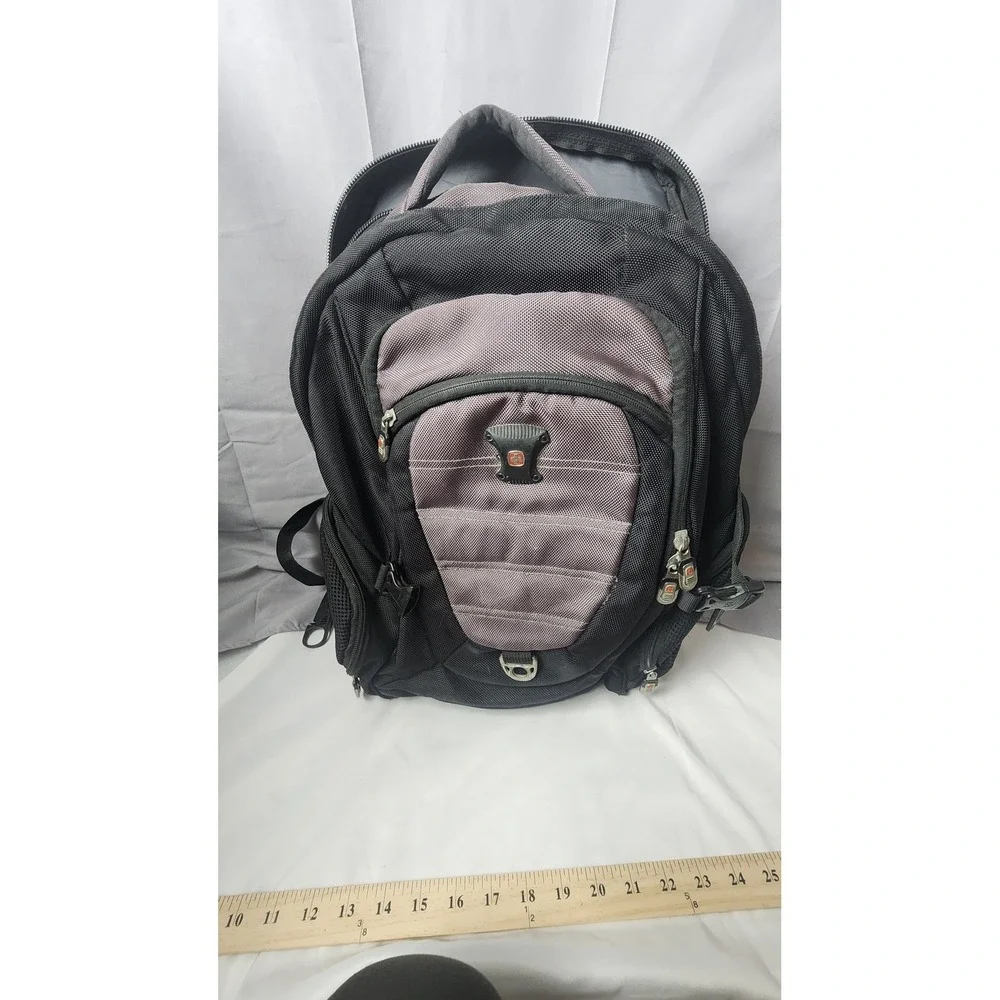 SwissGear Airflow Laptop Backpack Black Grey Multi Pocket Tech Travel Bag